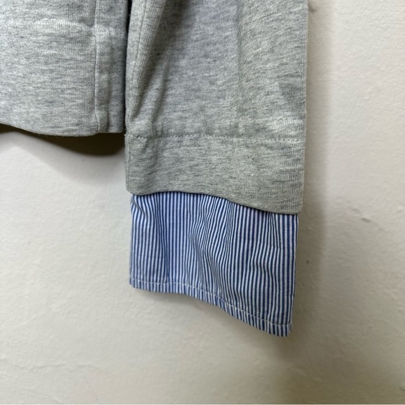 J.Crew PinStripe Hem Layered SweatShirt Women Gray Size Large - Picture 7 of 8